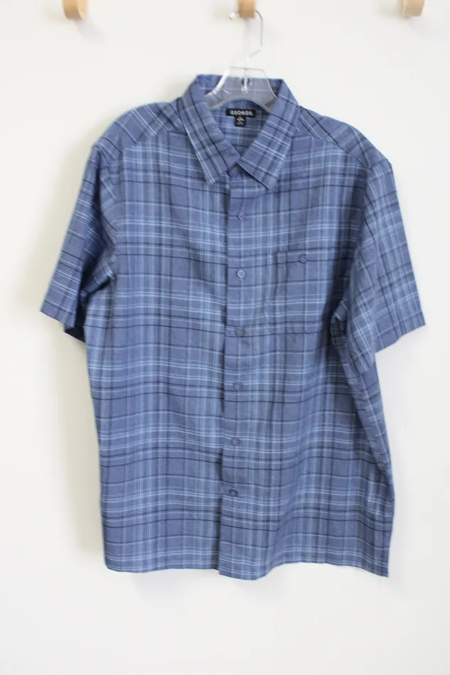 Rings George Blue Plaid Button Down Shirt L George