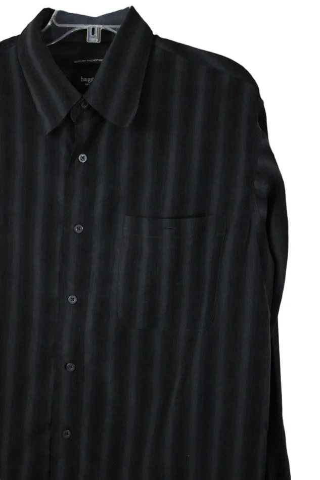 Rings Haggar Haggar Luxury Microfiber Black Gray Shirt XL