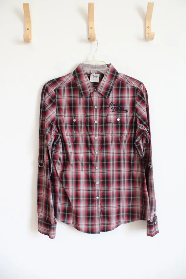 Rings HarleyDavidson HarleyDavidson Blue Studded Button Down Plaid Shirt M