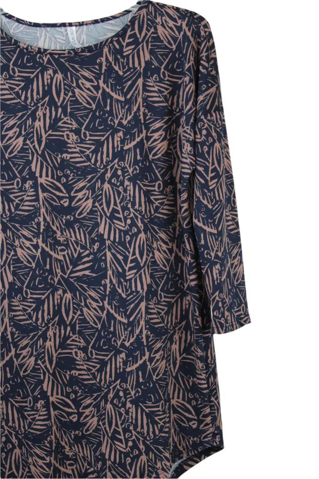 Rings Honey Lace Honey Lace Blue Brown Patterned Top L