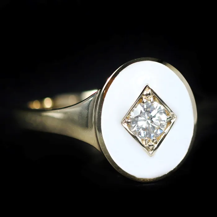 Rings Immaculate Jewelry 14k Yellow Gold 019 Carat Diamond and Enamel Signet Ring Rings Immaculate Jewelry 14k Yellow Gold 019 Carat Diamond and Enamel Signet Ring