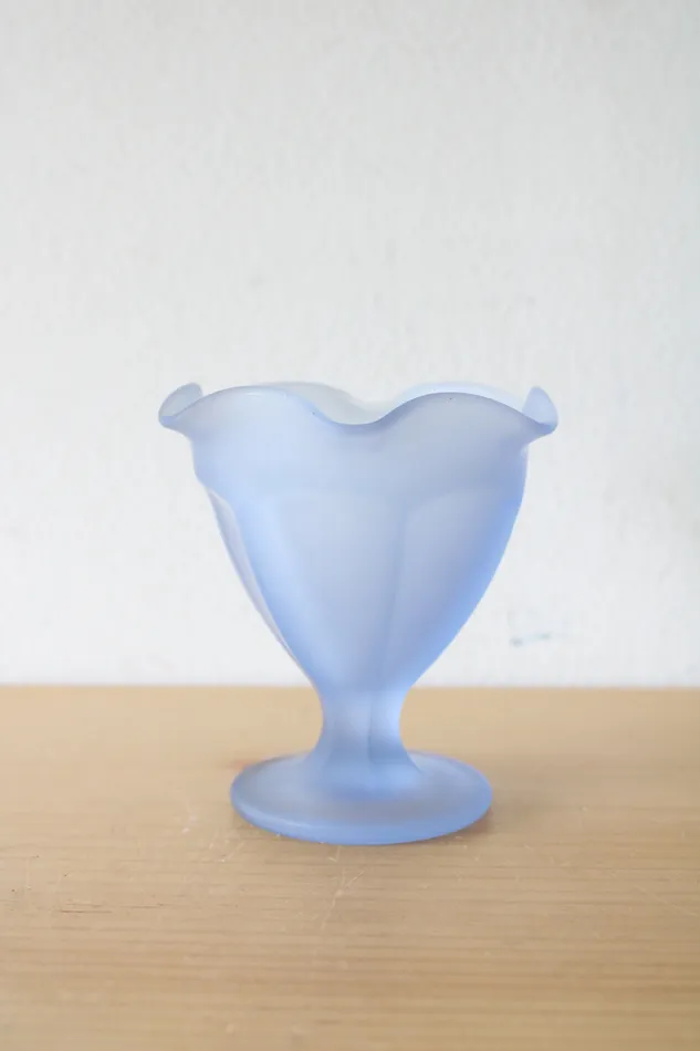 Rings Indiana Glass Frosted Blue Sundae Dish Jubilee Thrift