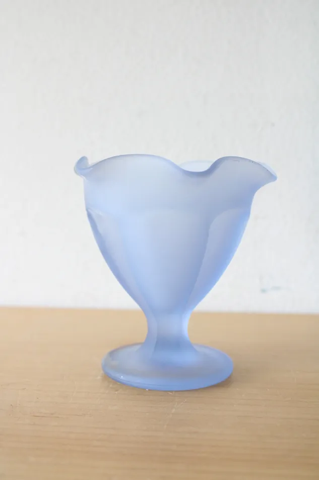 Rings Indiana Glass Frosted Blue Sundae Dish Jubilee Thrift