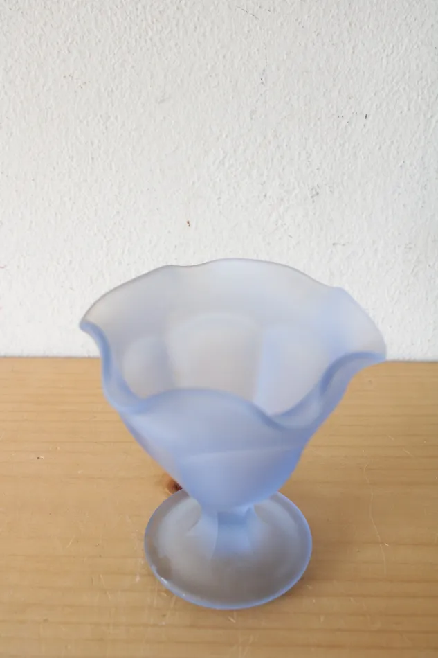 Rings Indiana Glass Frosted Blue Sundae Dish Jubilee Thrift