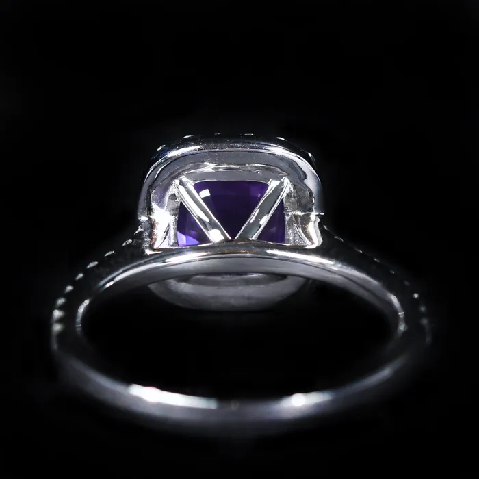 Rings JS Simmons Diamond Consultants 18K White Gold GIA 243 Carat Purple Sapphire and Diamond Ring