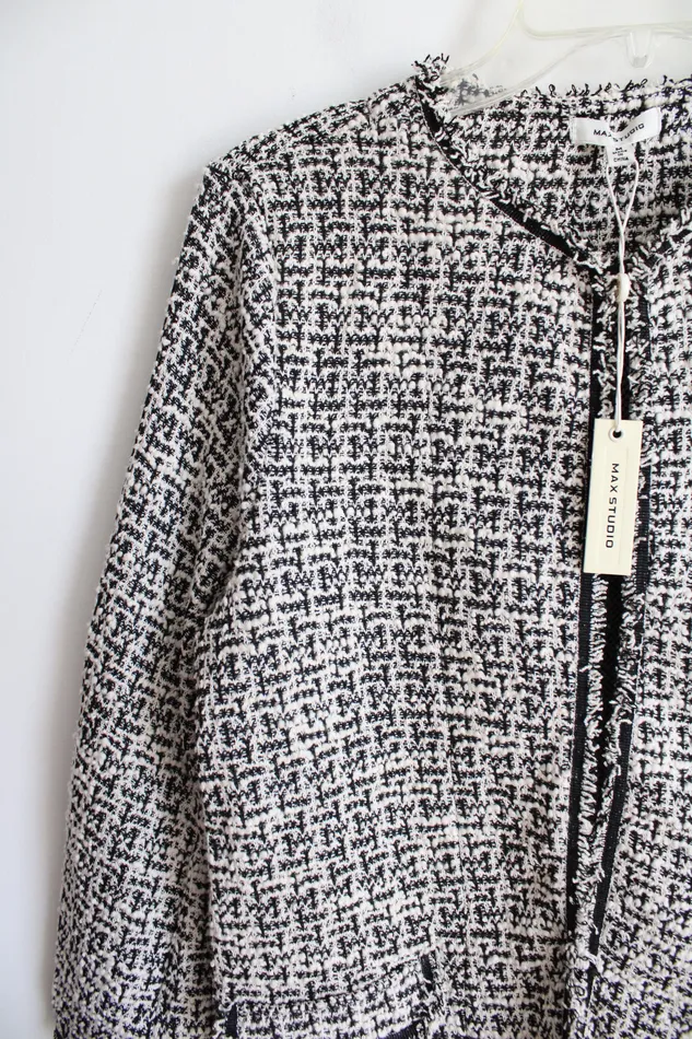 Rings NEA Max Studio Black White Tween Woven Jacket M Max Studio