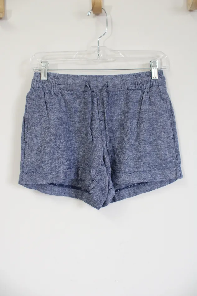 Rings Old Navy Old Navy Blue Linen Blend Drawstring Shorts XS