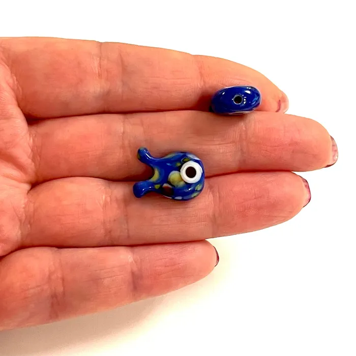 Rings Peppy Beads Hand Made Murano Glass Royal Blue Fish Charm Rings Peppy Beads Hand Made Murano Glass Royal Blue Fish Charm
