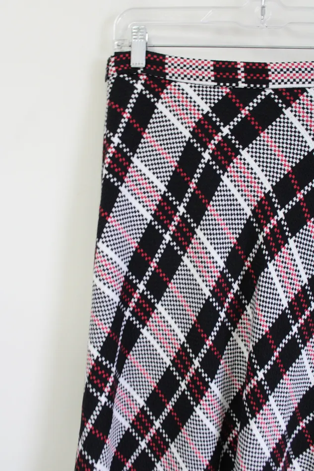 Rings Premise Premise Black White Pink Plaid Long Skirt 4
