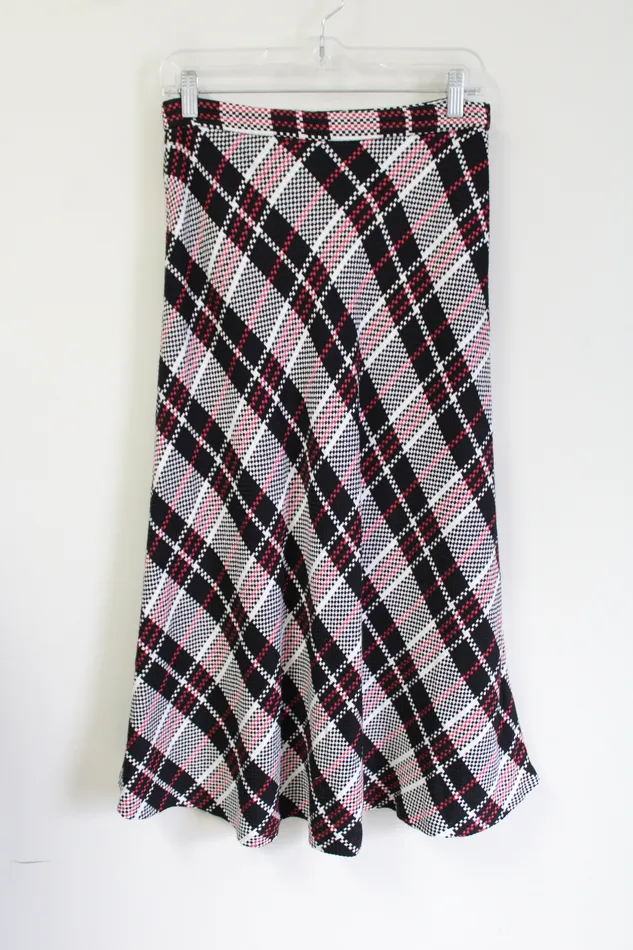 Rings Premise Premise Black White Pink Plaid Long Skirt 4