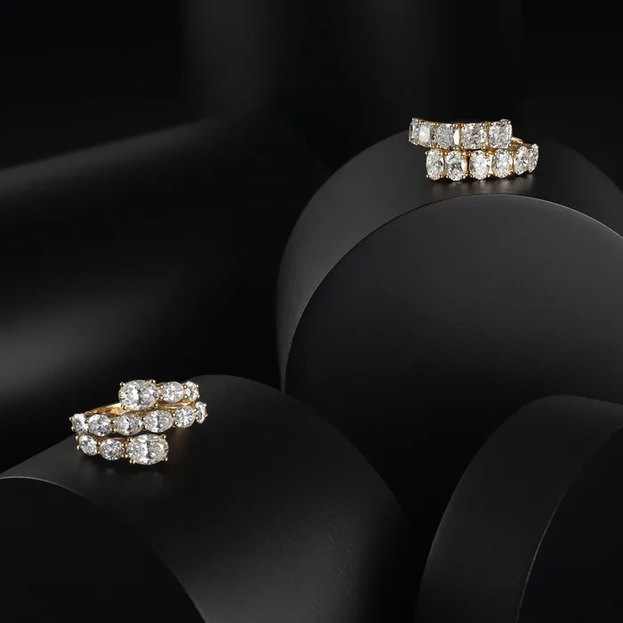 Rings RACHEL LYNN CHICAGO 18 Karat Yellow Gold Oval and Cushion Diamond Bypass Ring