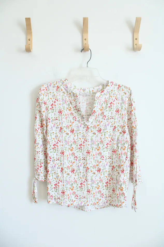 Rose Rhyme Floral White Long Sleeved Top L Rose Rhyme Rings