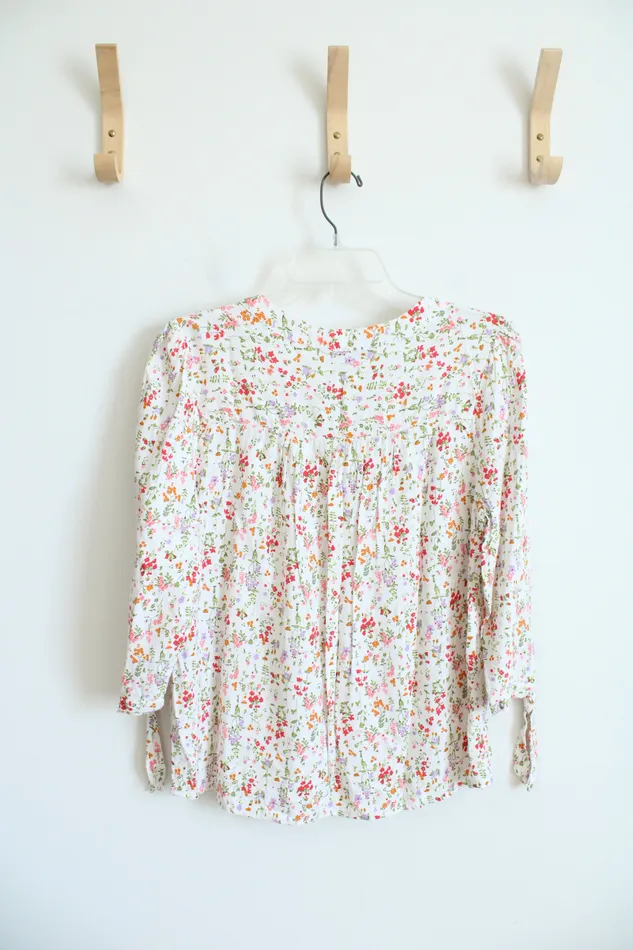 Rose Rhyme Floral White Long Sleeved Top L Rose Rhyme Rings