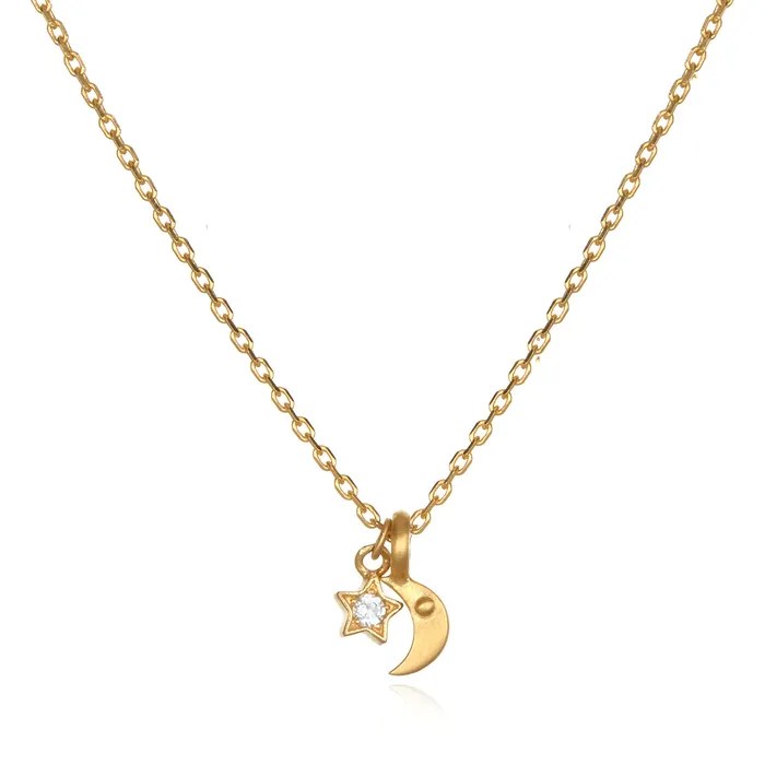 Satya Necklaces Moon Star Dainty Gold Pendant Necklace
