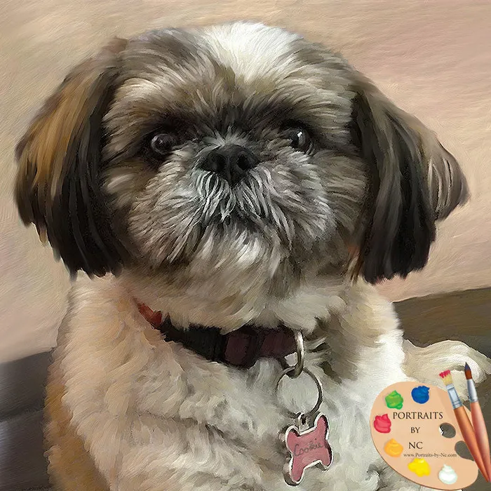 Shih Tzu Portrait Digital Pet Portrait Portraits by NC Earrings