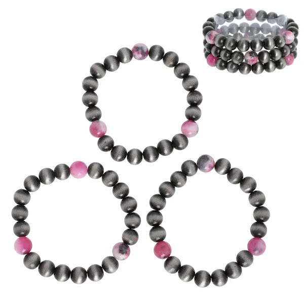 Something Special LA 3PIECE NAVAJO PEARL BEADED STACKABLE BRACELET SET PINK Bracelets Something Special LA 3PIECE NAVAJO PEARL BEADED STACKABLE BRACELET SET PINK Bracelets
