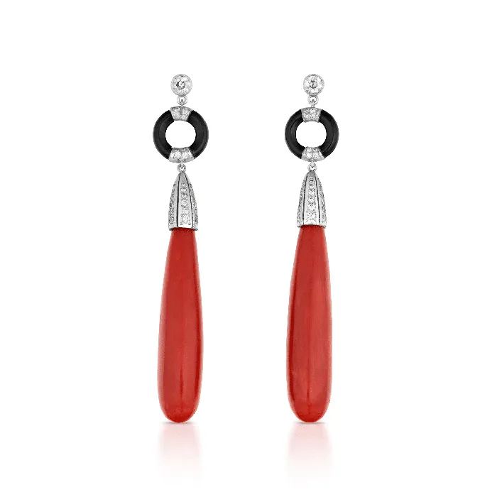 Stephen Silver Earrings Mediterranean Coral Drop Earrings