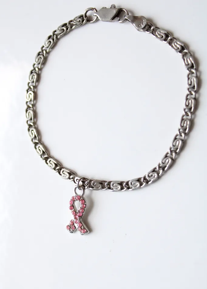 Sterling Silver Swirl Chain Breast Cancer Awareness Ribbon Bracelet Jubilee Thrift Bracelets