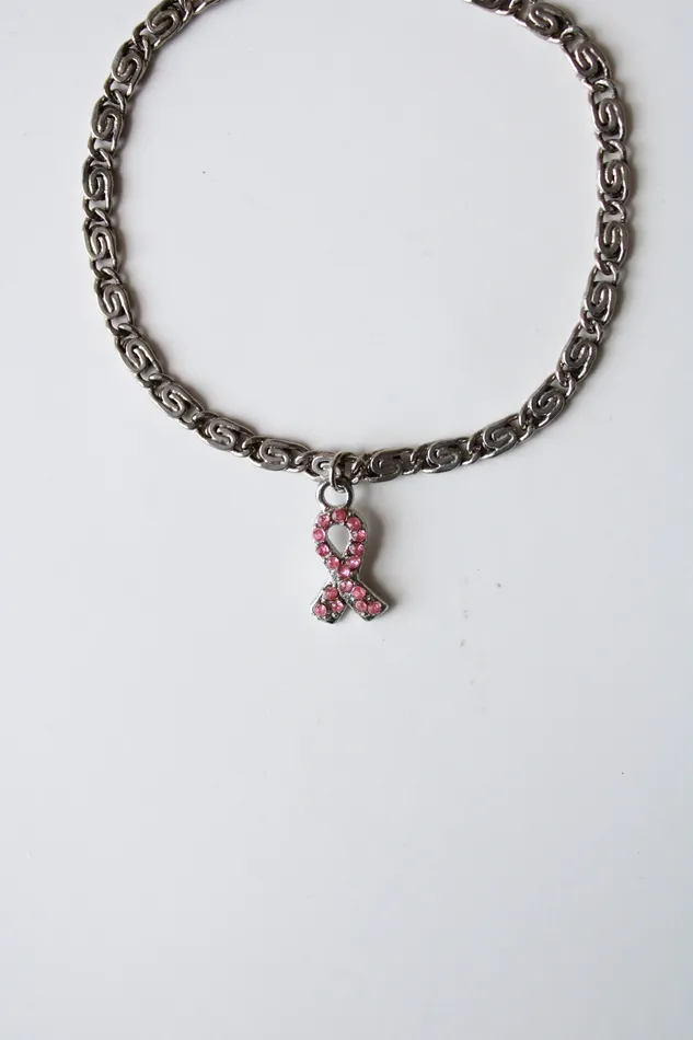 Sterling Silver Swirl Chain Breast Cancer Awareness Ribbon Bracelet Jubilee Thrift Bracelets
