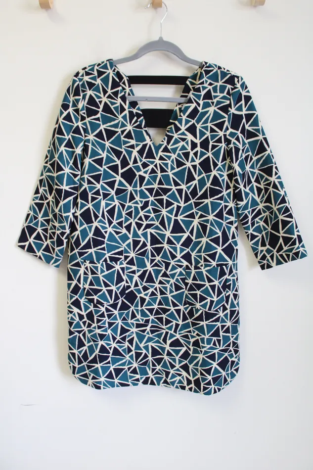 Suncoo Rings Suncoo Blue Teal Triangle Patterned Dress T2 M
