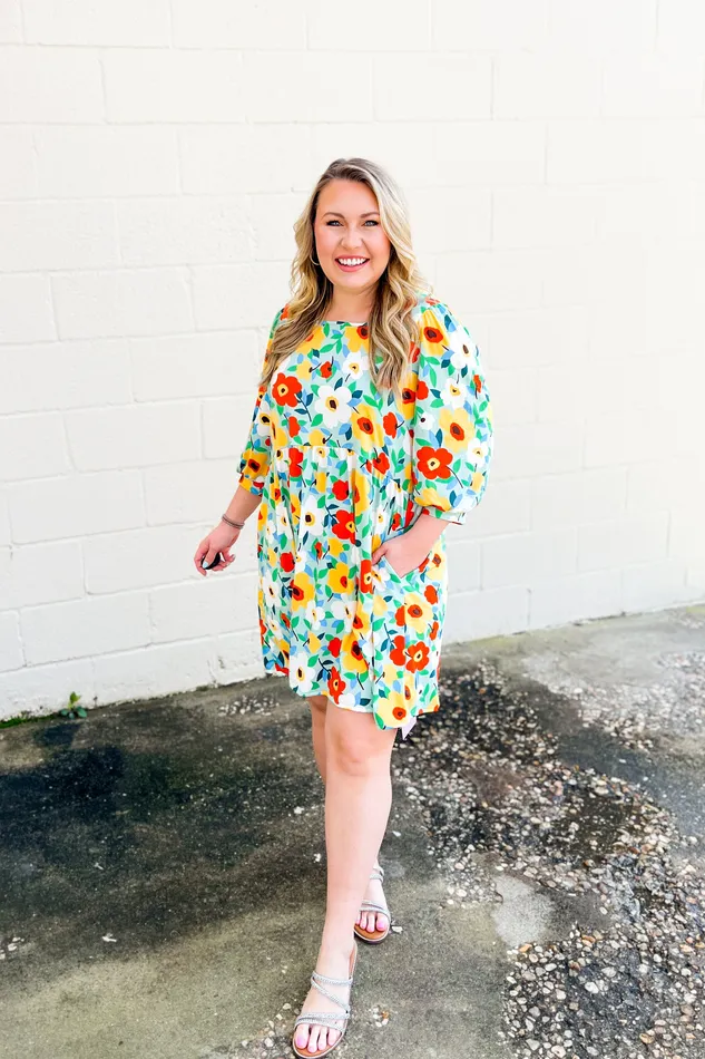 Take Me Out Floral Babydoll Dress Haptics Rings
