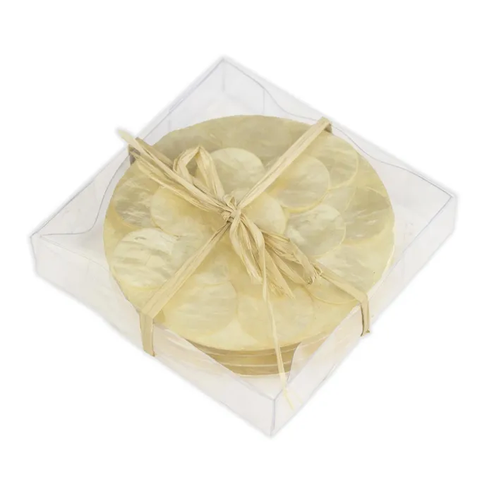 THEBEACHCOMBERS Earrings Beachcombers Capiz Shell Coasters Set 4Piece