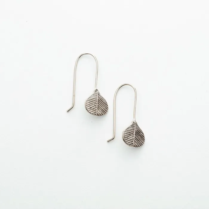 Tiger Mountain Earrings Bodhi Leaf Drop Earrings in Sterling Silver