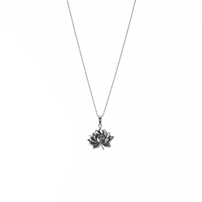 Tiger Mountain Lotus Flower Pendant Necklace in Silver Necklaces