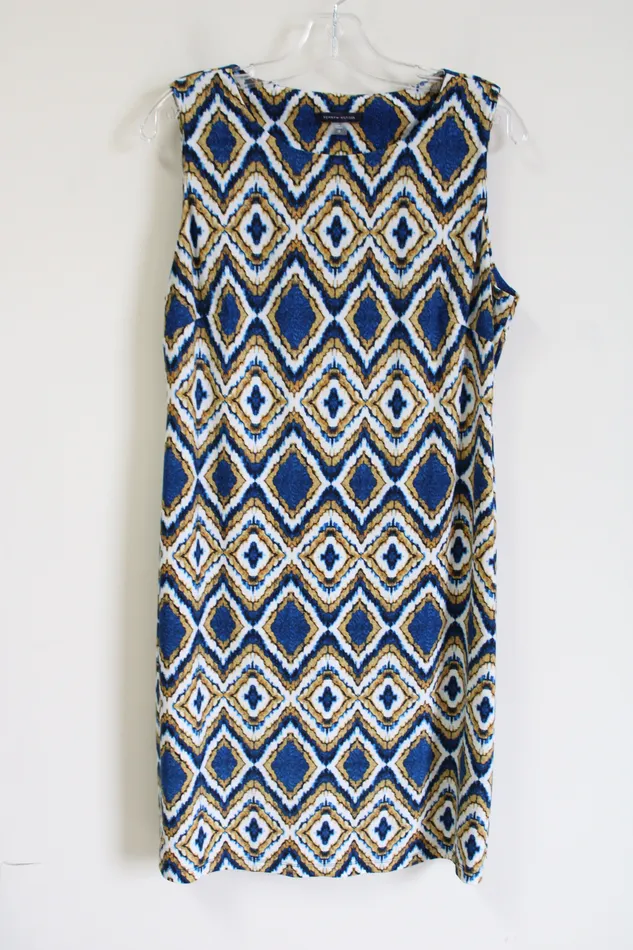 Tommy Hilfiger Blue Yellow Patterned Dress 12 Tommy Hilfiger Rings