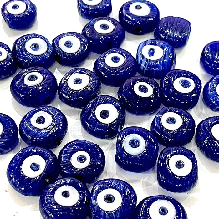 Traditional Turkish Artisan Handmade Glass Navy Evil Eye Beads Large Hole Evil Eye Glass Beads 50 Beads per pack Peppy Beads Necklaces Traditional Turkish Artisan Handmade Glass Navy Evil Eye Beads Large Hole Evil Eye Glass Beads 50 Beads per pack Peppy Beads Necklaces