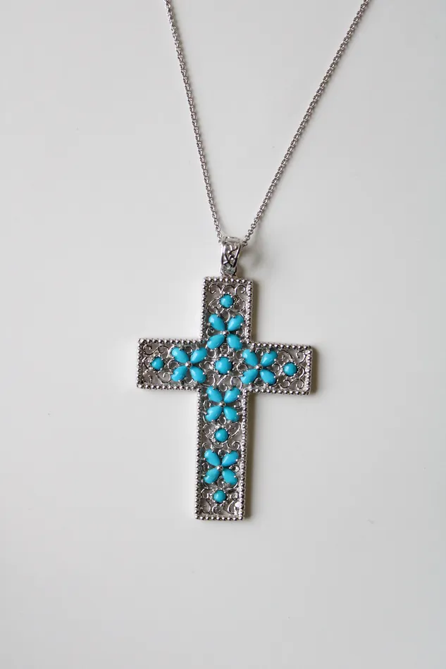 Turquoise Cross Pendant Necklace Jubilee Thrift Necklaces