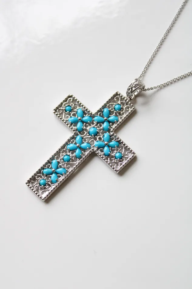 Turquoise Cross Pendant Necklace Jubilee Thrift Necklaces