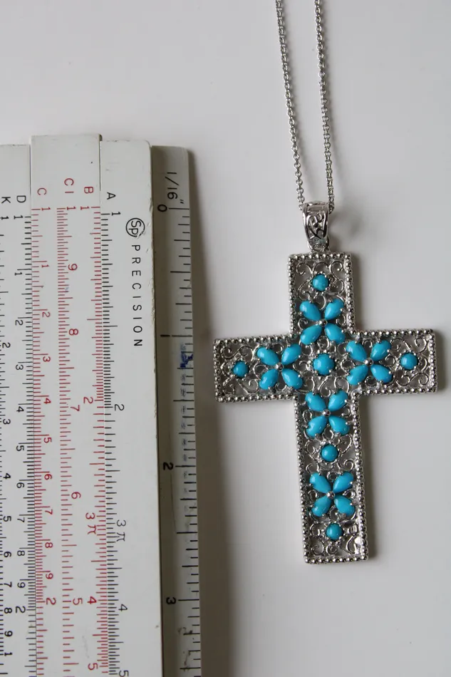 Turquoise Cross Pendant Necklace Jubilee Thrift Necklaces
