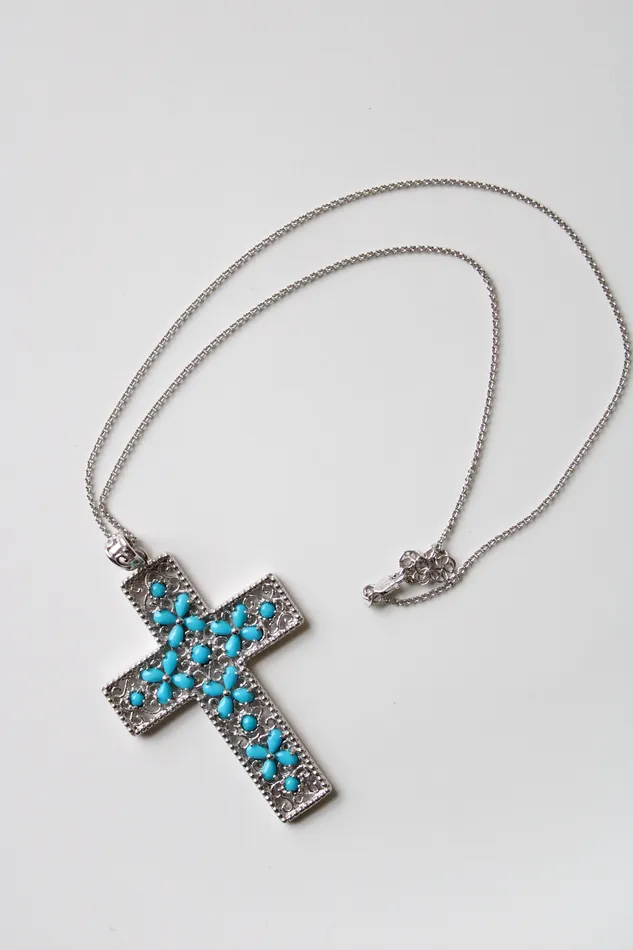Turquoise Cross Pendant Necklace Jubilee Thrift Necklaces