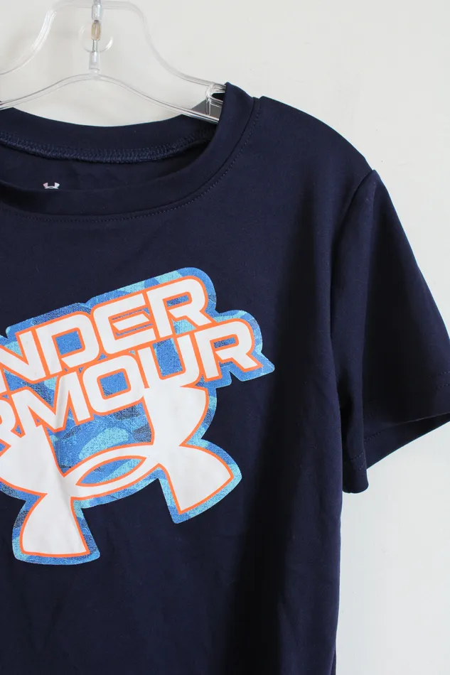 Under Armour Rings Under Armour Blue Orange Logo Navy Athletic Shirt Youth 7 Under Armour Rings Under Armour Blue Orange Logo Navy Athletic Shirt Youth 7