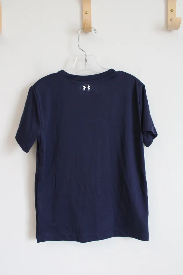 Under Armour Rings Under Armour Blue Orange Logo Navy Athletic Shirt Youth 7 Under Armour Rings Under Armour Blue Orange Logo Navy Athletic Shirt Youth 7