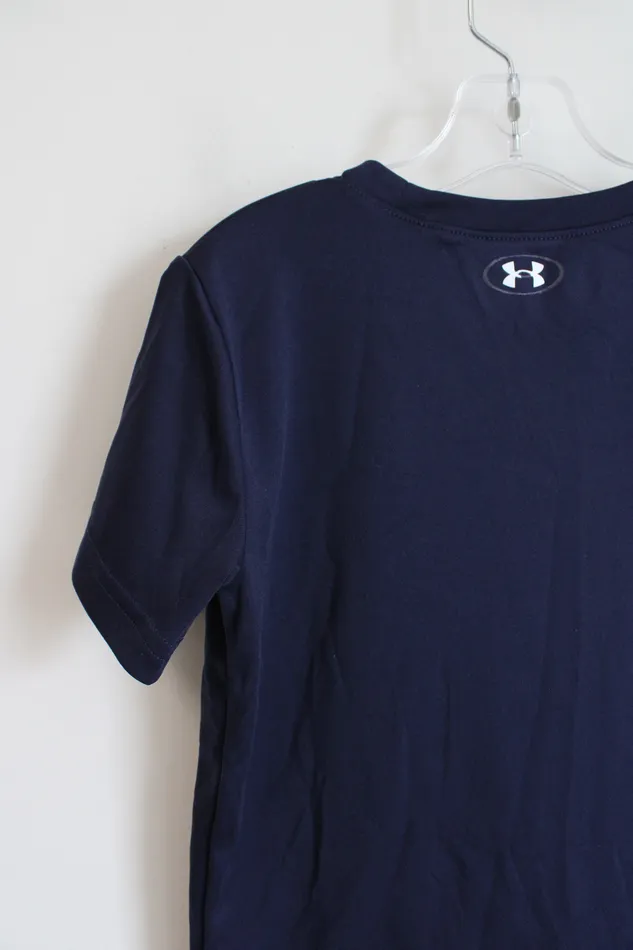 Under Armour Rings Under Armour Blue Orange Logo Navy Athletic Shirt Youth 7 Under Armour Rings Under Armour Blue Orange Logo Navy Athletic Shirt Youth 7