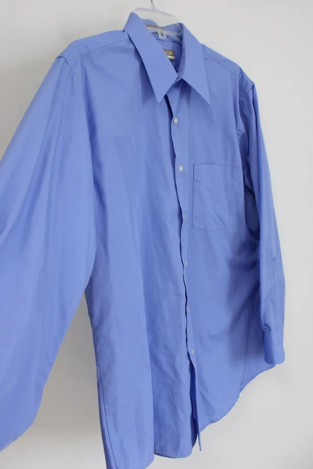 Van Heusen Poplin Blue Button Down Shirt L Van Heusen Rings
