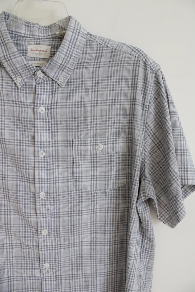 Weatherproof Rings Weatherproof Blue White Plaid Button Down Shirt XXL