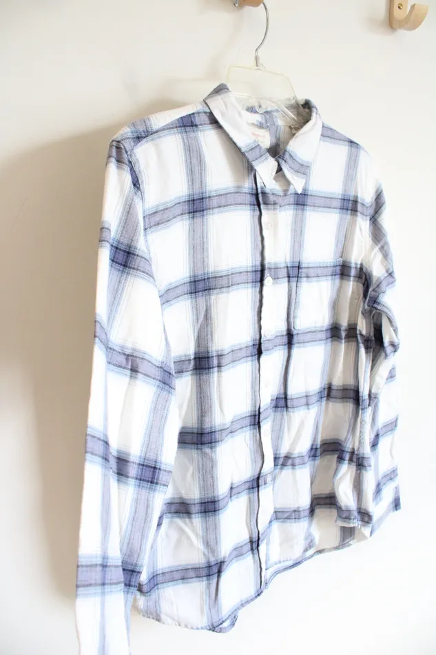 Weatherproof Rings Weatherproof Vintage Comfort Stretch Blue White Plaid Button Down Shirt L Weatherproof Rings Weatherproof Vintage Comfort Stretch Blue White Plaid Button Down Shirt L