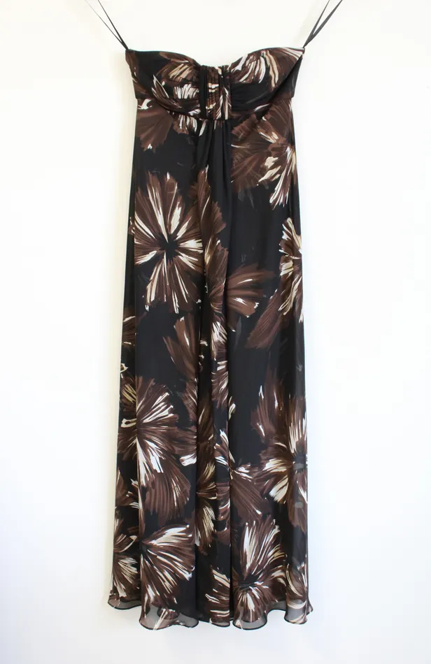 White House Black Market Rings White House Black Marktet Brown Floral Maxi Dress 0