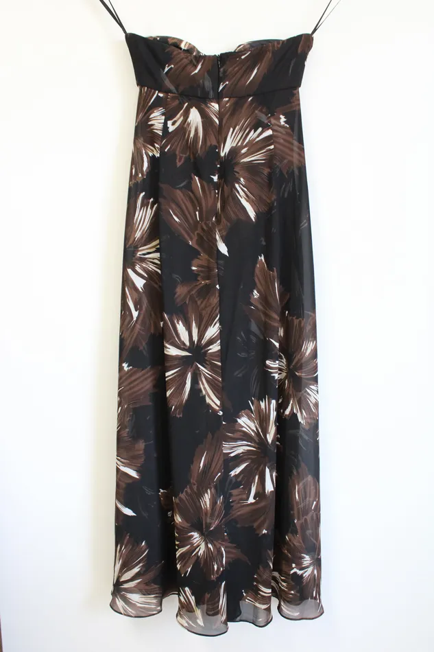 White House Black Market Rings White House Black Marktet Brown Floral Maxi Dress 0