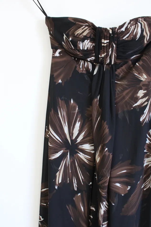 White House Black Market Rings White House Black Marktet Brown Floral Maxi Dress 0