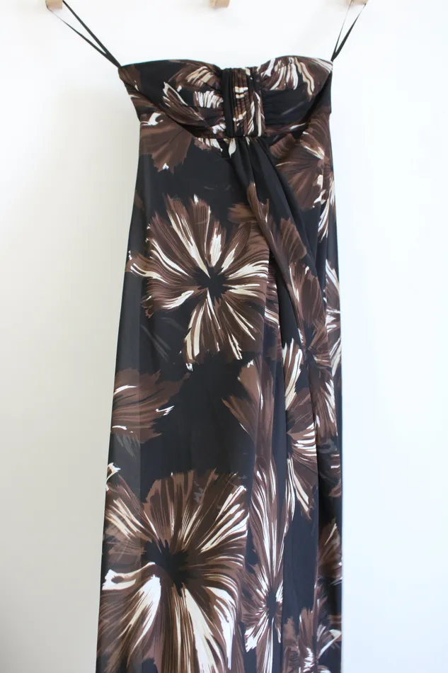 White House Black Market Rings White House Black Marktet Brown Floral Maxi Dress 0