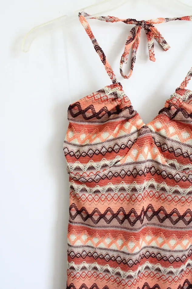 Wild Fable Earrings NEW Wild Fable Orange Brown Halter Neck Knit Striped Dress M