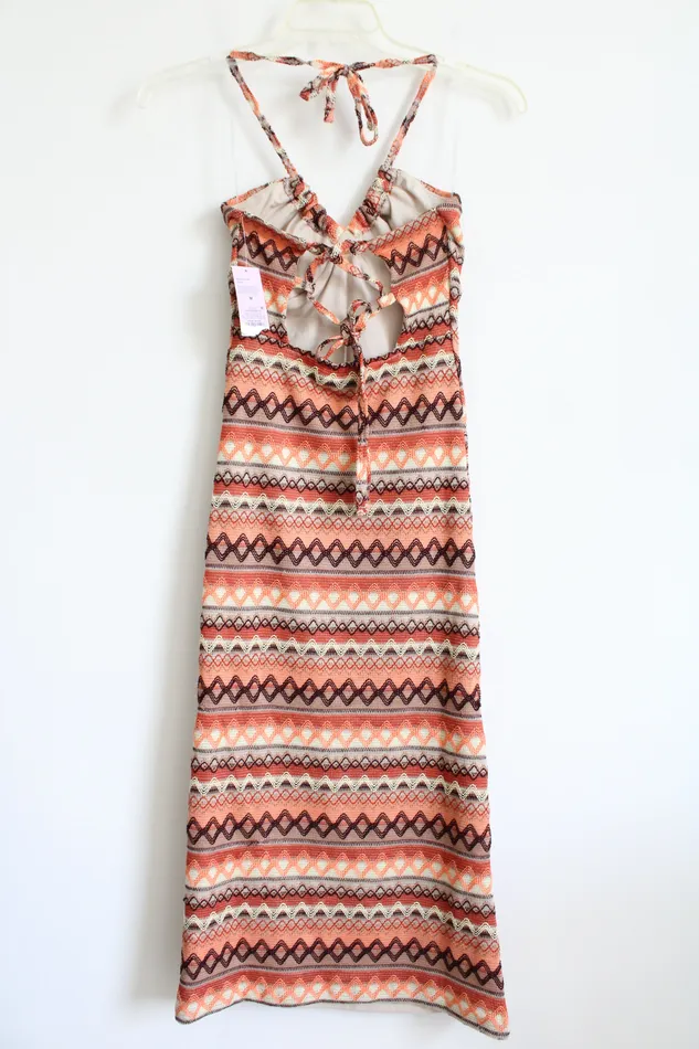 Wild Fable Earrings NEW Wild Fable Orange Brown Halter Neck Knit Striped Dress M