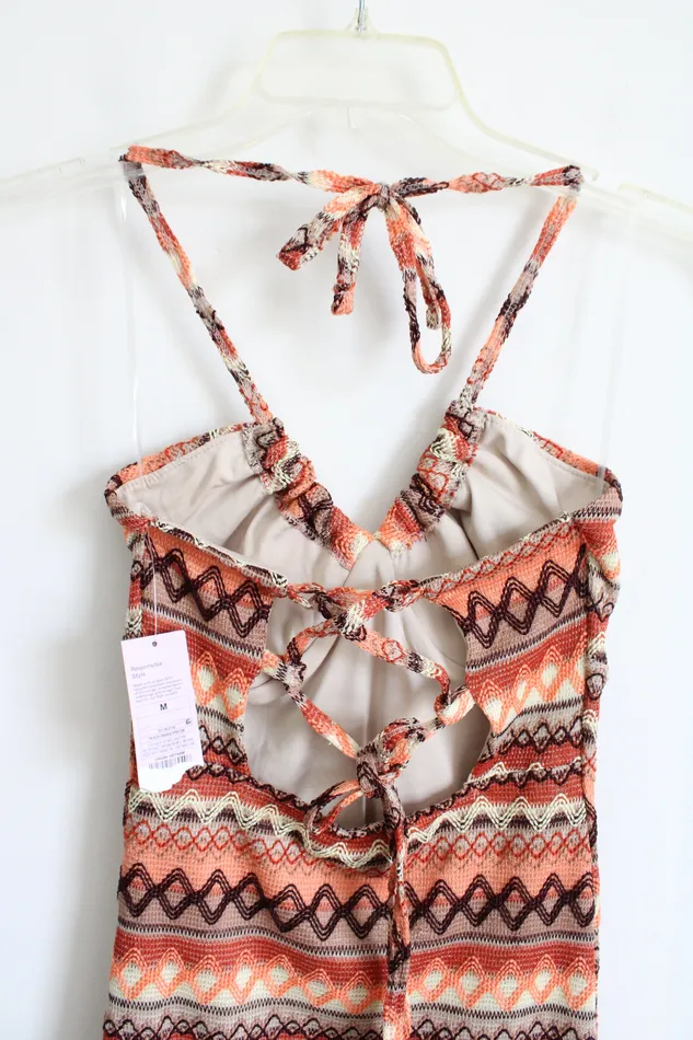 Wild Fable Earrings NEW Wild Fable Orange Brown Halter Neck Knit Striped Dress M