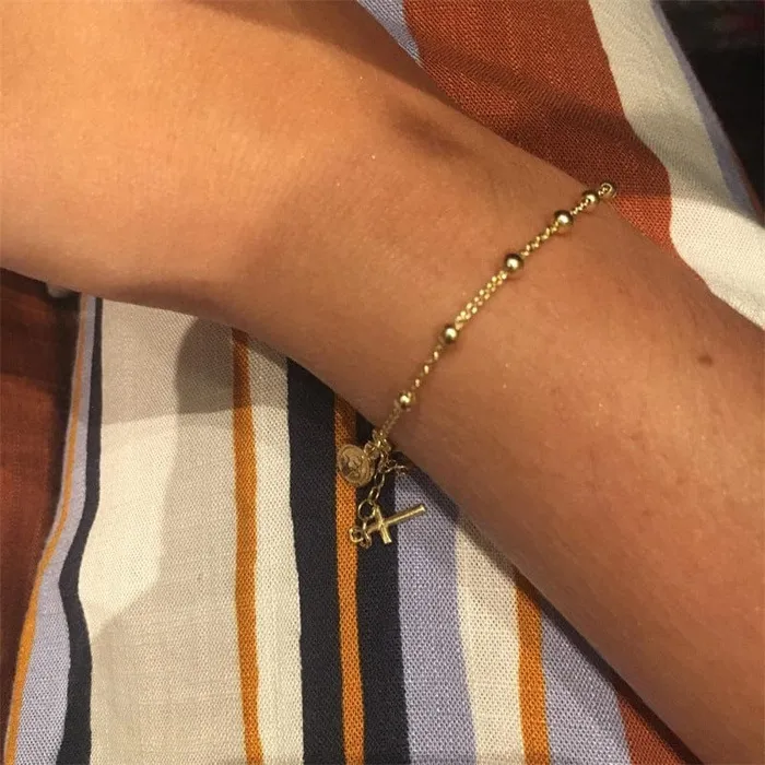 Womens Christian Bracelet with Cross and Virgin Mary Charms Lords Guidance Bracelets