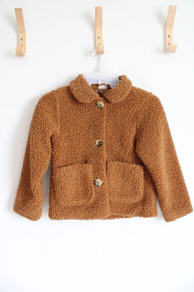 Wonder Nation Earrings Wonder Nation Brown Fuzzy Jacket Youth S 6