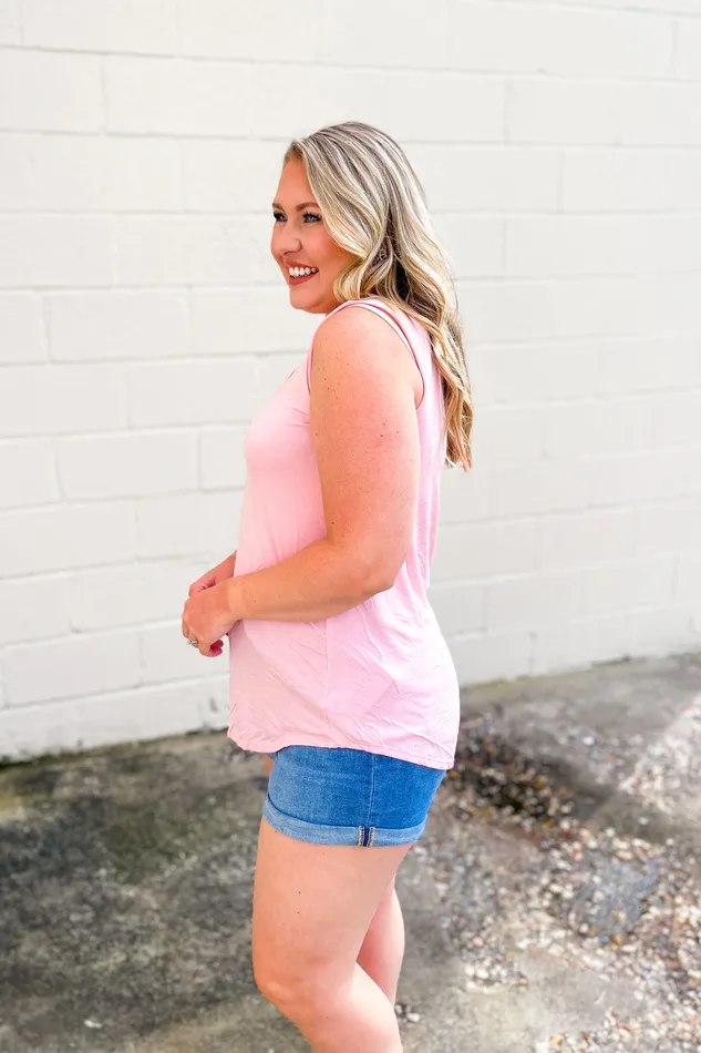 Zenana Earrings DEAL Terri VNeck Tank Top Dusty Pink